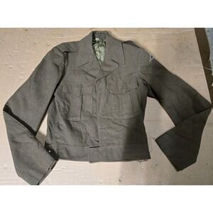 Vintage Eisenhower Jacket Mens 34L Green US Army Ike Uniform Patches Korean War